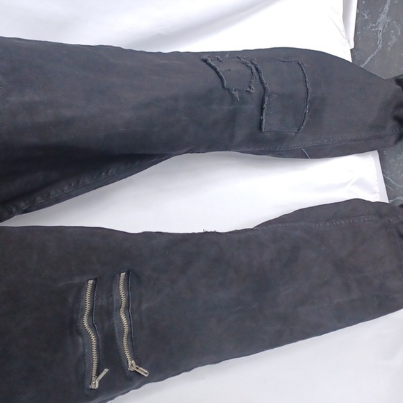 HT Denim Jeans, Hi-Rise Black Super skinny With Suspenders, EUC, Sz 13 - Picture 3 of 6